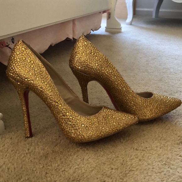 rhinestone red bottom heels